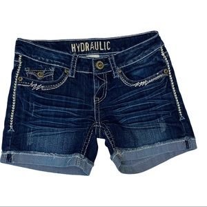 Denim Hydraulic Low Rise Rolled Cuff Shorts Size 3/4